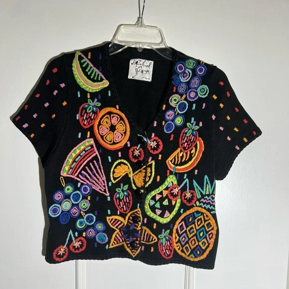 Michael Simon Authentic Vintage Cardigan with Colorful Embroidery - Picture 3 of 8